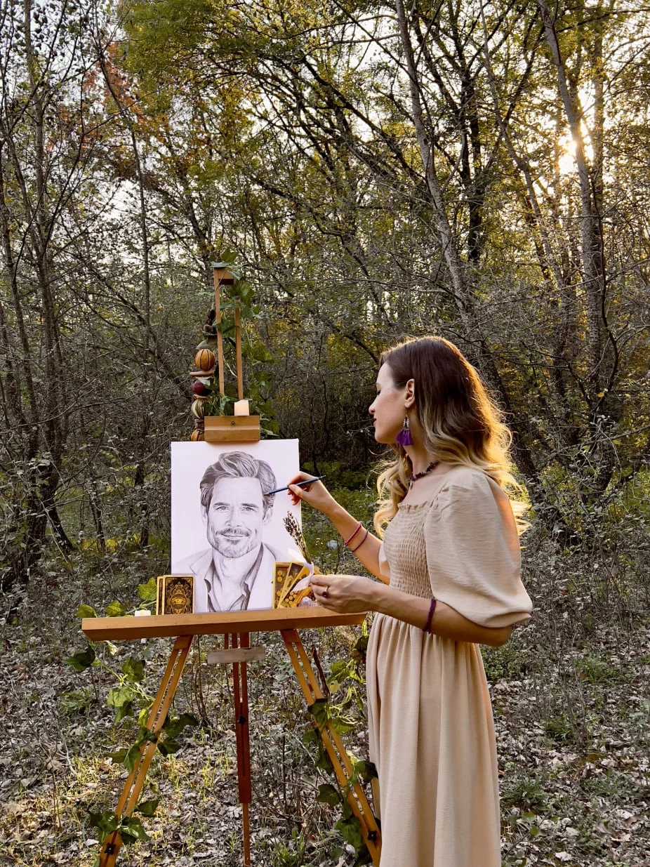 Eva Bloom Soulmate Sketch package including intuitive drawing, tarot insight, and astrology guidance